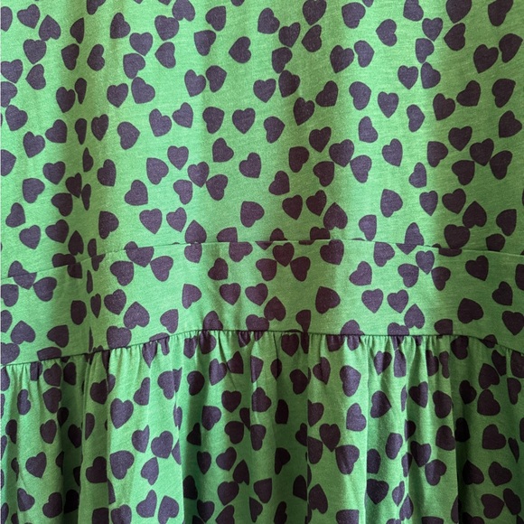 Boden NWT Alexandra Jersey Midi Dress Green Navy Hearts size US 14 R - Picture 13 of 15